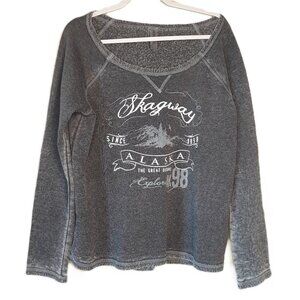 Skagway Alaska Gray Distressed Round Neck Raglan Sleeves Sweatshirt XL
